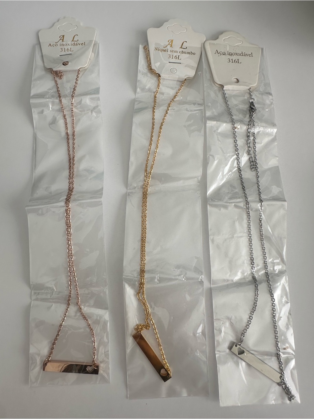 3 Bar Pendant Necklaces - Rose Gold, Gold, Silver